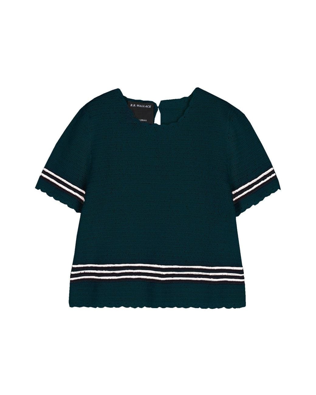 B.B. Wallace Blue Top Turrel Rayures Contrastantes Laine Vert Foncé Multicolore