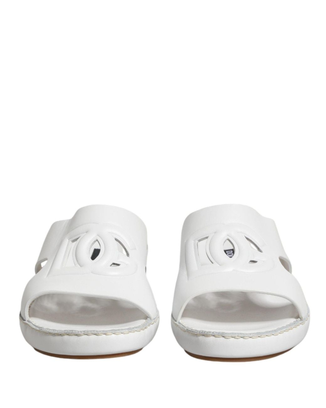 Dolce & Gabbana White Dg Cutout Slides Slippers Flats Shoes Rubber for men