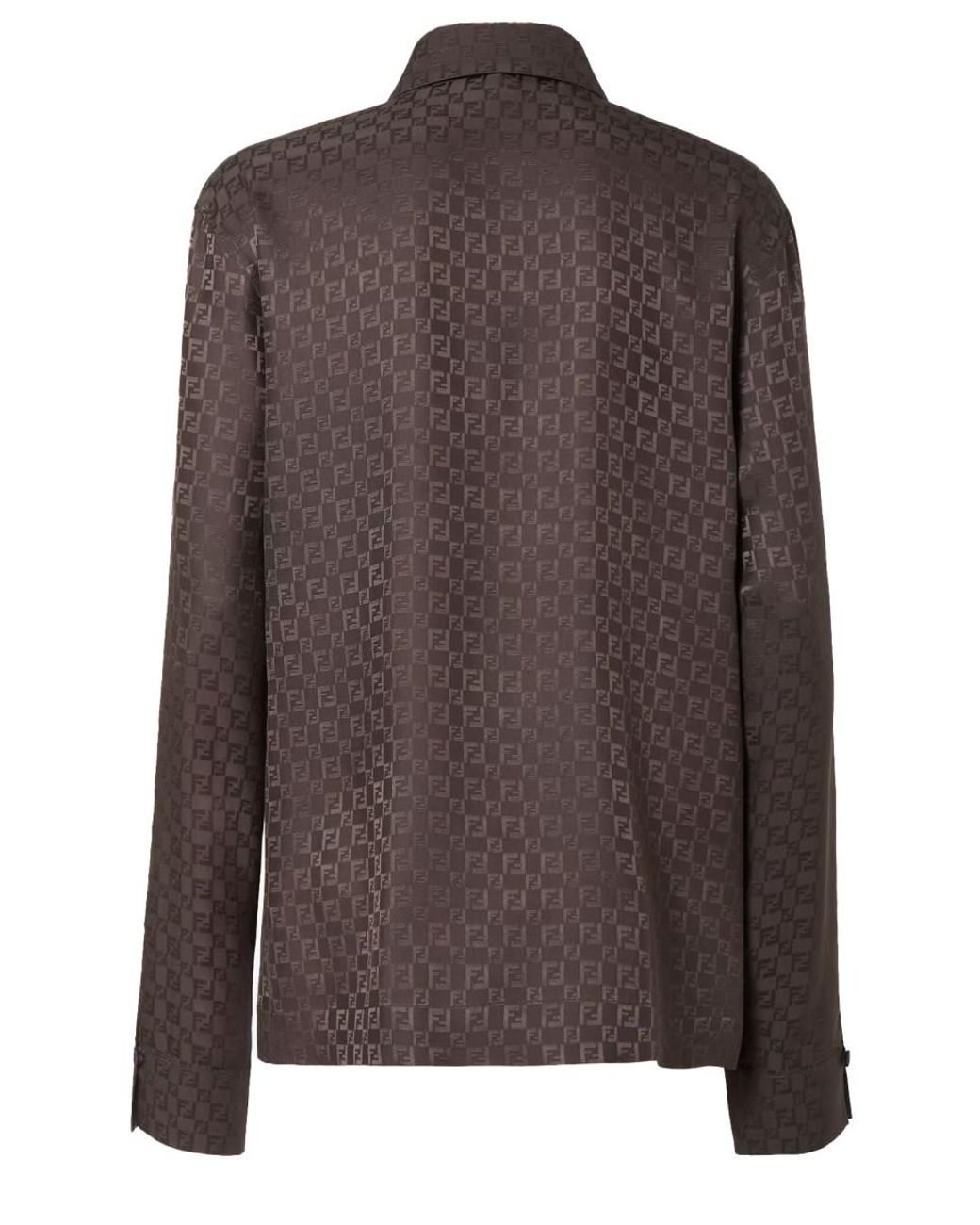 Fendi Brown Fendi Ff Jacquard Silk Shirt