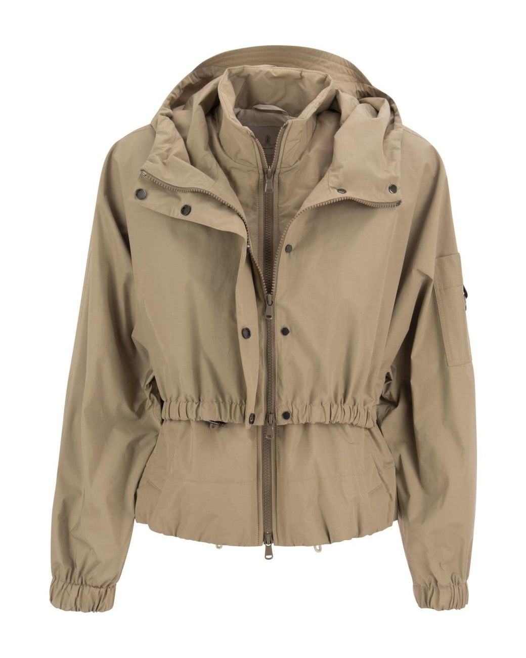 Brunello Cucinelli Multicolor Hazelnut Cropped Drawstring Jacket