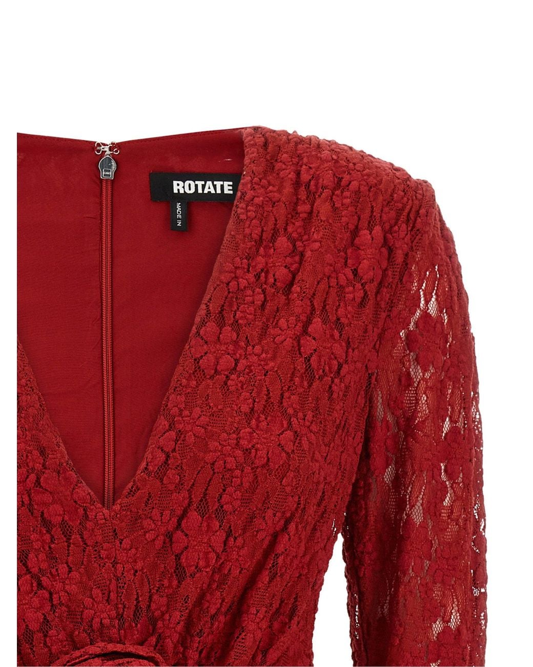 ROTATE BIRGER CHRISTENSEN Red Floral Lace Dress