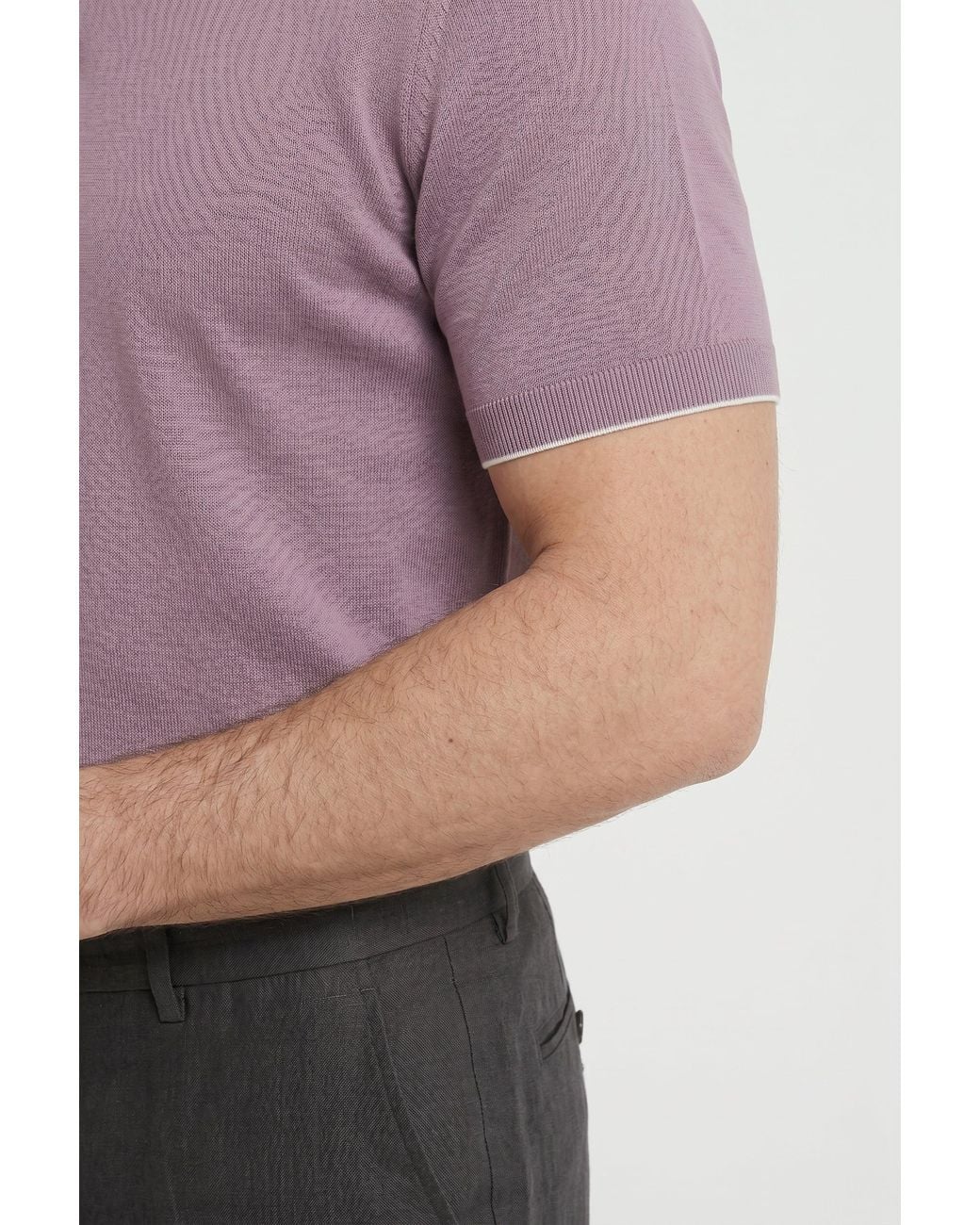 Brunello Cucinelli Purple Light Cotton Polo Shirt for men