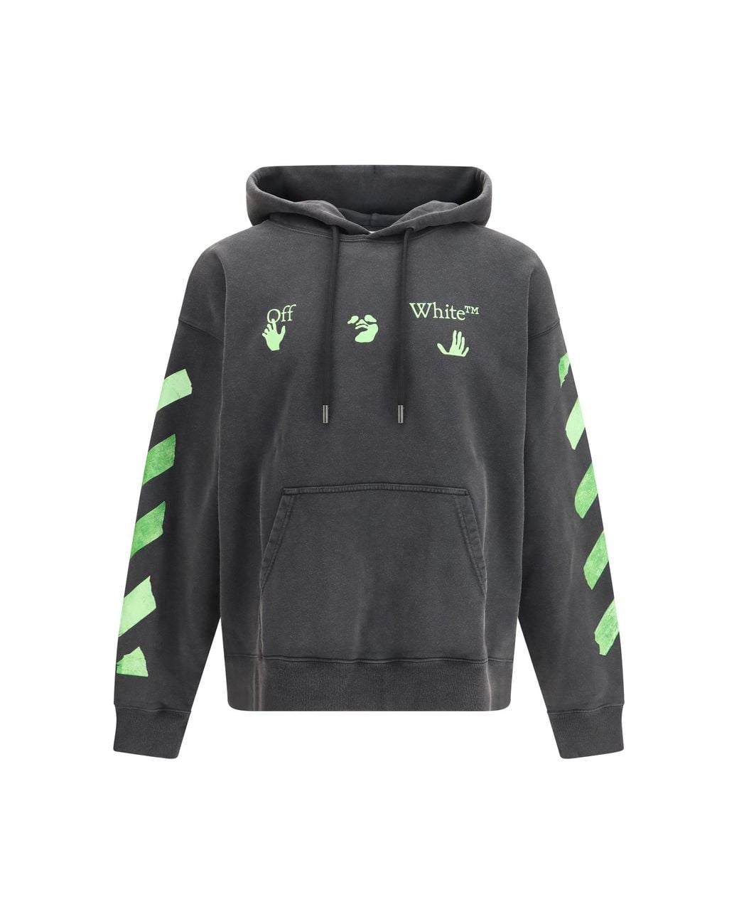 Off-White c/o Virgil Abloh Black Hooded Sweatshirt Bacco Arrow Skate Cotton Sweater for men