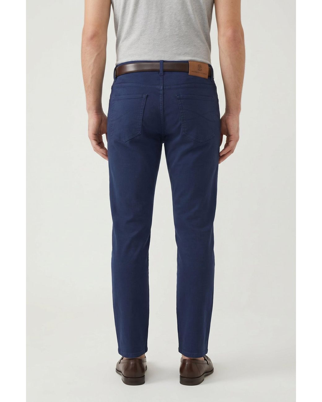 Brunello Cucinelli Blue Dark Traditional Fit Trousers for men