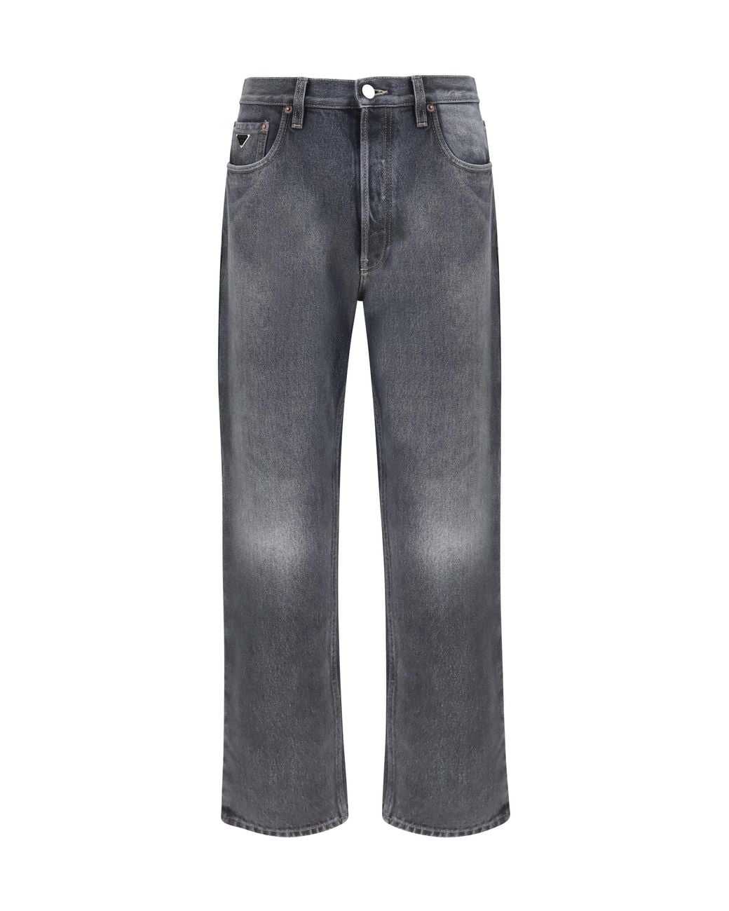 Prada Gray Vintage Effect Denim Jeans Cotton for men