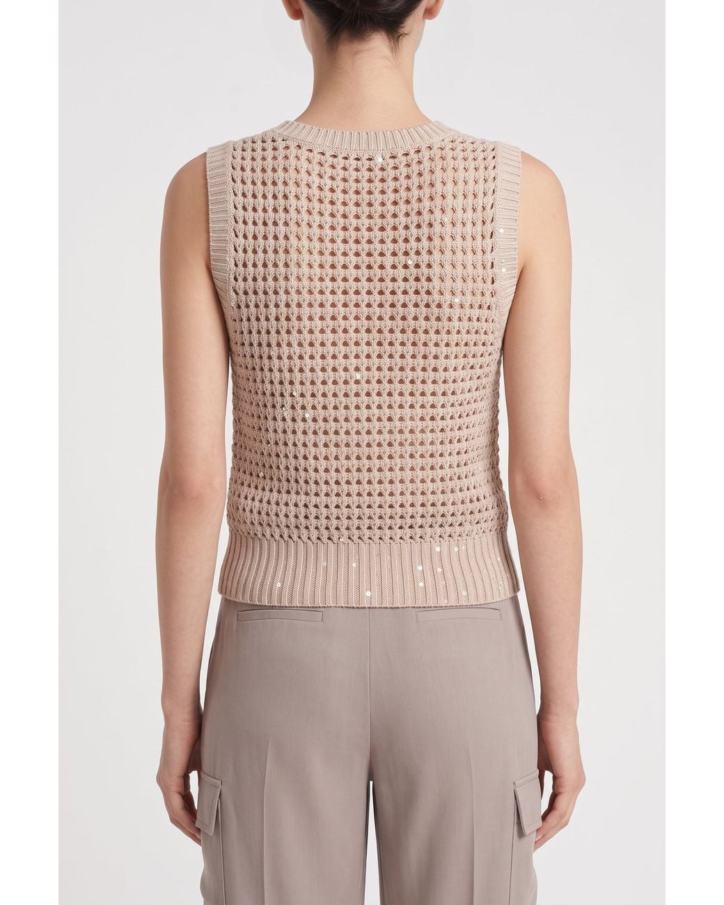 Brunello Cucinelli Natural Openwork Knit Sweater Clothing