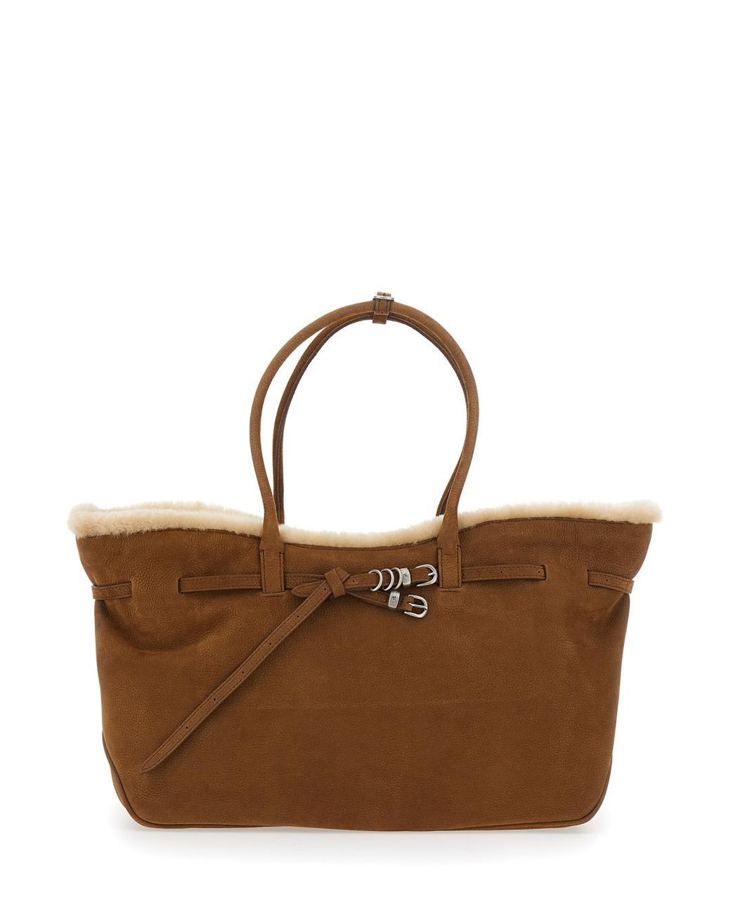 MARGE SHERWOOD Brown Shoulder Bag Shearling Cow Leather