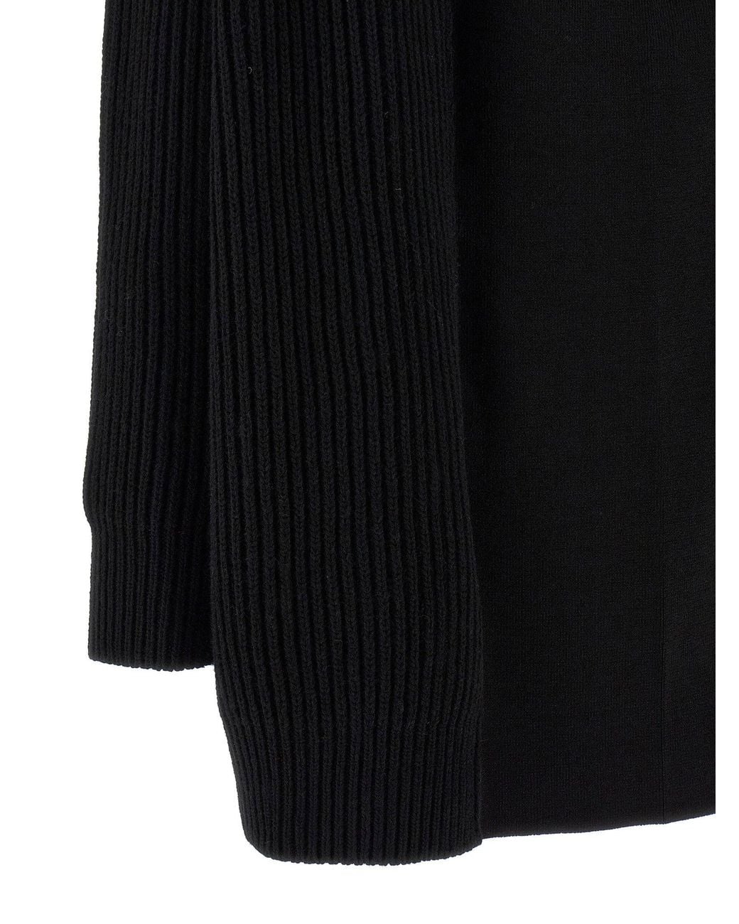 MM6 by Maison Margiela Black Ribbed Wool Knit Cardigan