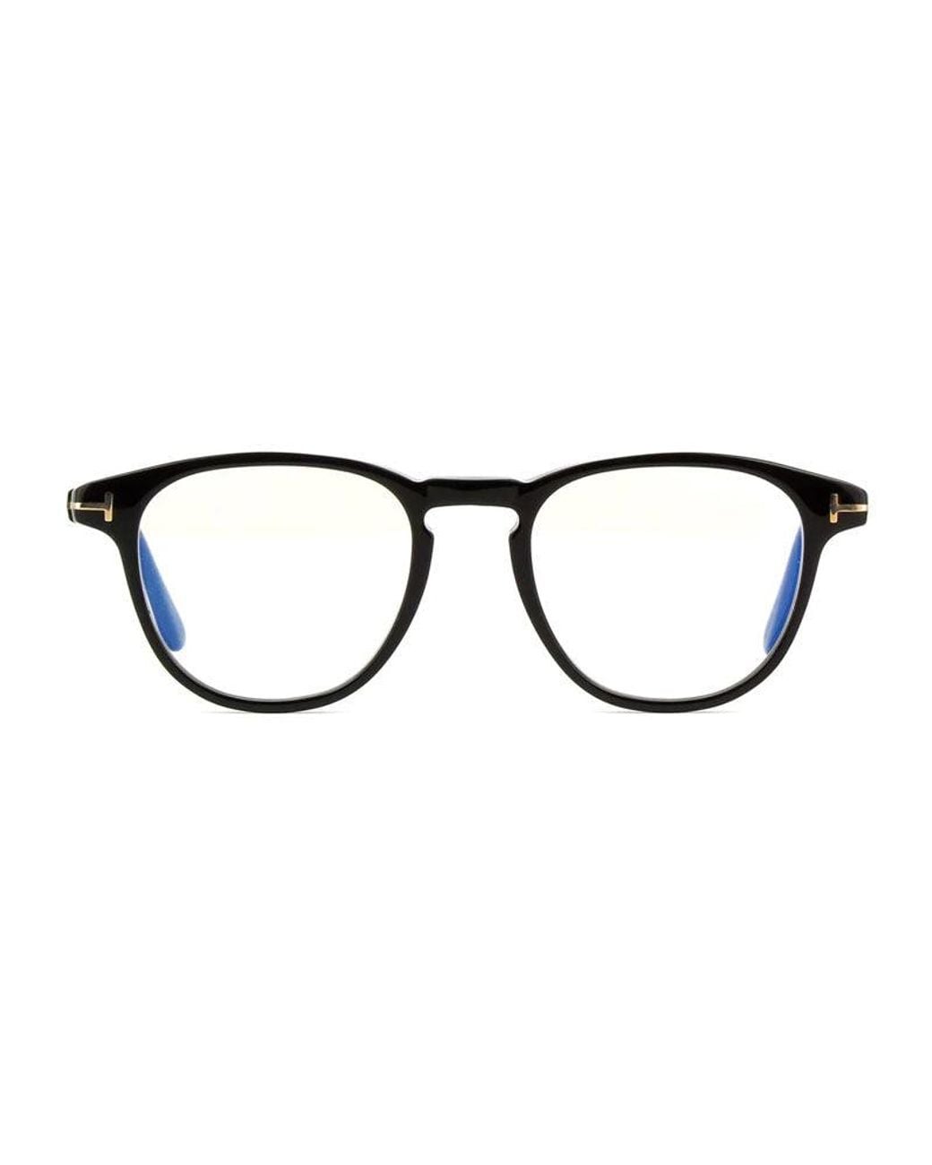 Tom Ford Black Eyeglasses Square Full Rim, Dark Havana Frame And Clear Light Block Lens Ft5899-B052 for men