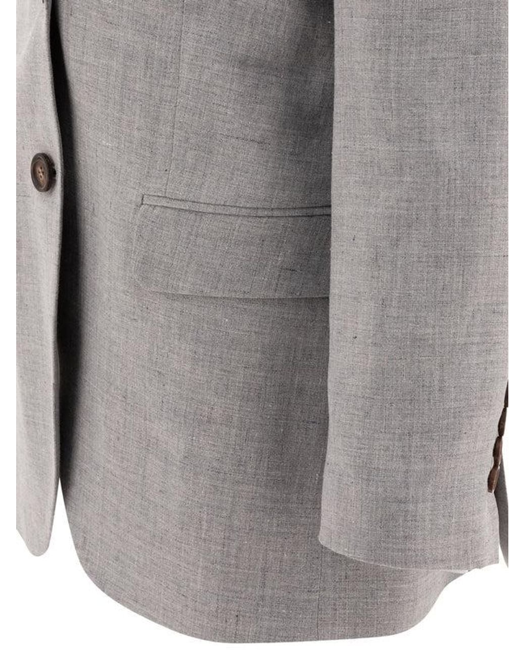 Brunello Cucinelli Gray Light Linen Wool Blazer