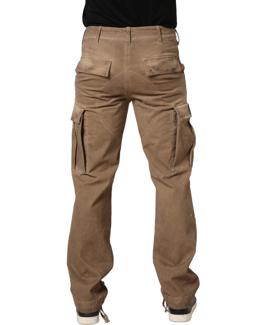 Dolce & Gabbana Natural Mid Waist Cargo Straight Trouser Pants Cotton Elastane for men