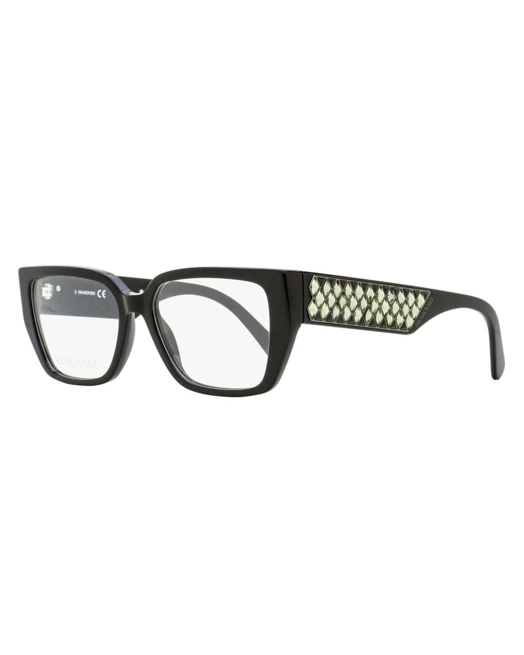 Swarovski Black Lattice Crystal Eyeglasses Sk5446 001 54Mm Plastic (Acetate)