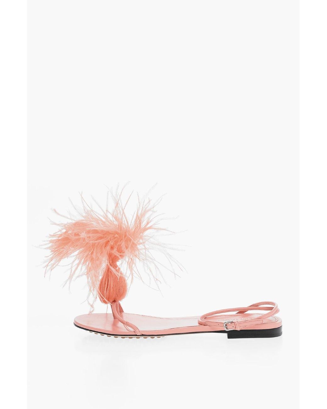 Bottega Veneta Pink Feather Dot Flat Sandals