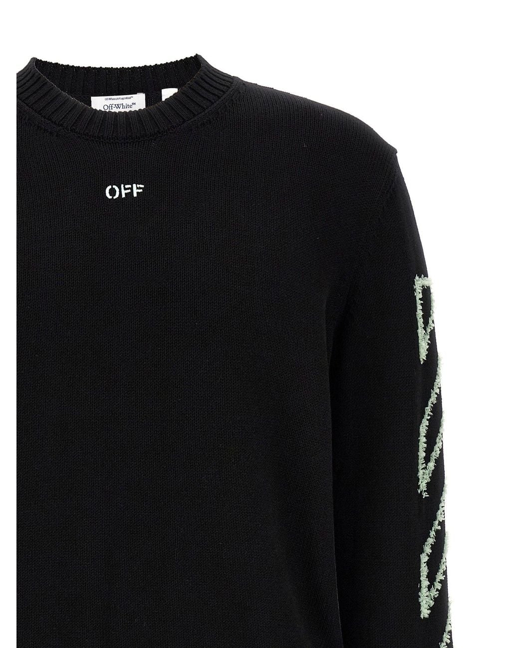 Off-White c/o Virgil Abloh Black Logo-Embroidered Diagonal-Outline Knit Sweater for men