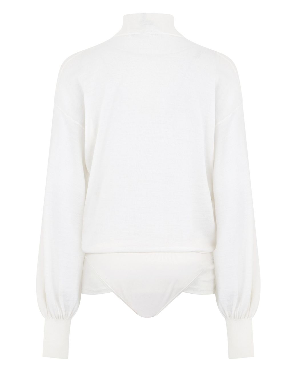 Alaïa White Bodysuit Long-Sleeve Mesh Lamb Wool Tops
