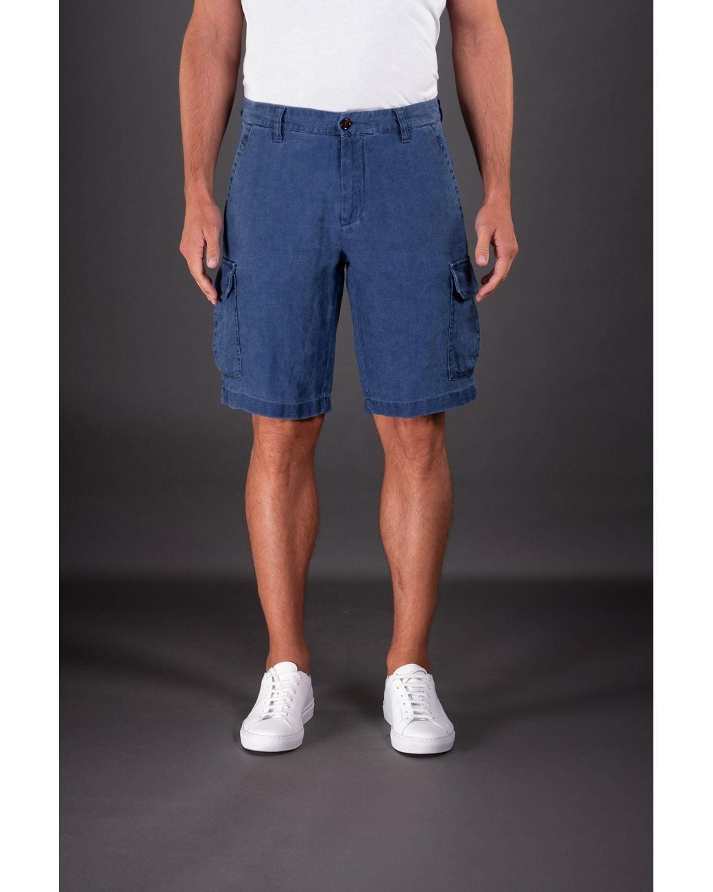 Moorer Blue Cargo Cotton Trousers for men