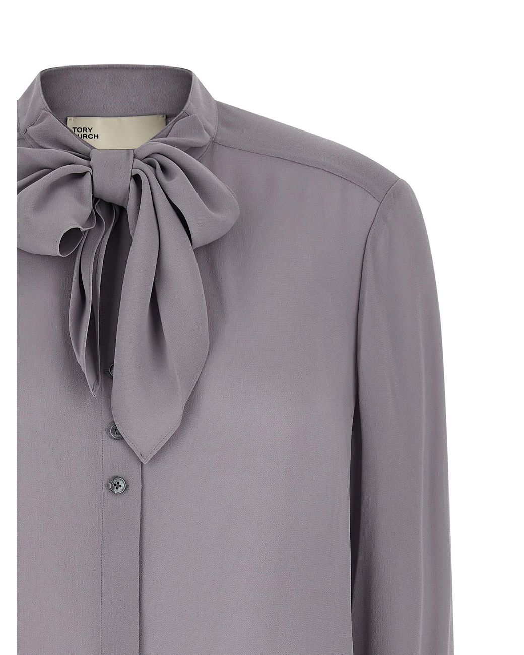 Tory Burch Gray 'Georgette Bow' Blouse