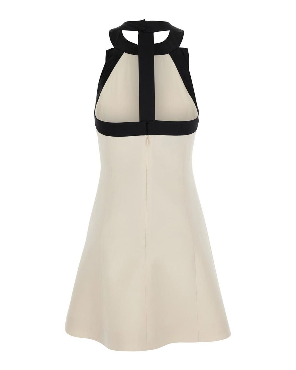 Valentino Natural Halterneck Wool-Silk Blend Dress
