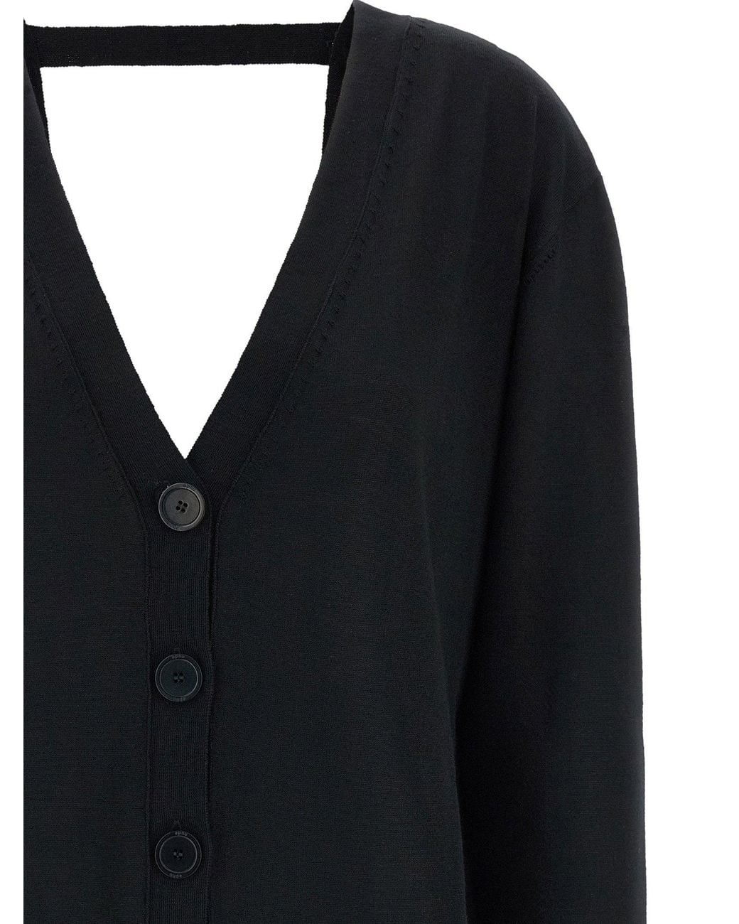 Nude Blue Deep V-Neck Wool Cardigan