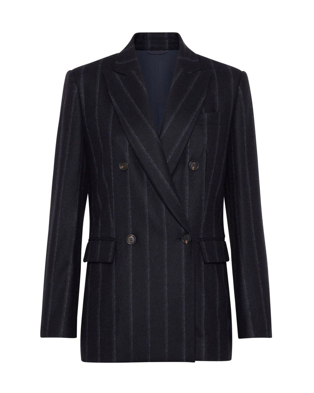 Brunello Cucinelli Blue Dark Wool Double Breasted Jacket
