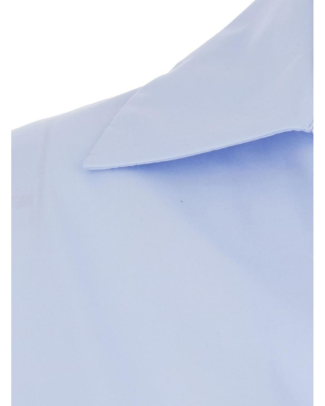 Semicouture Blue Shirt With V-Neck, Cotton Blouses