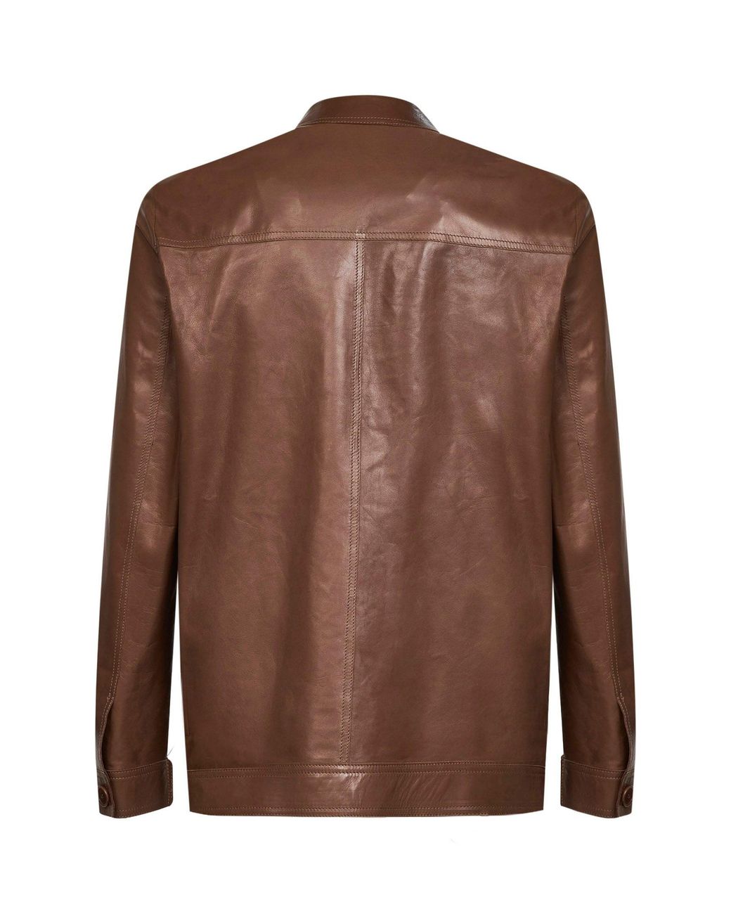 Salvatore Santoro Brown Cookie Plongé Leather Jacket for men