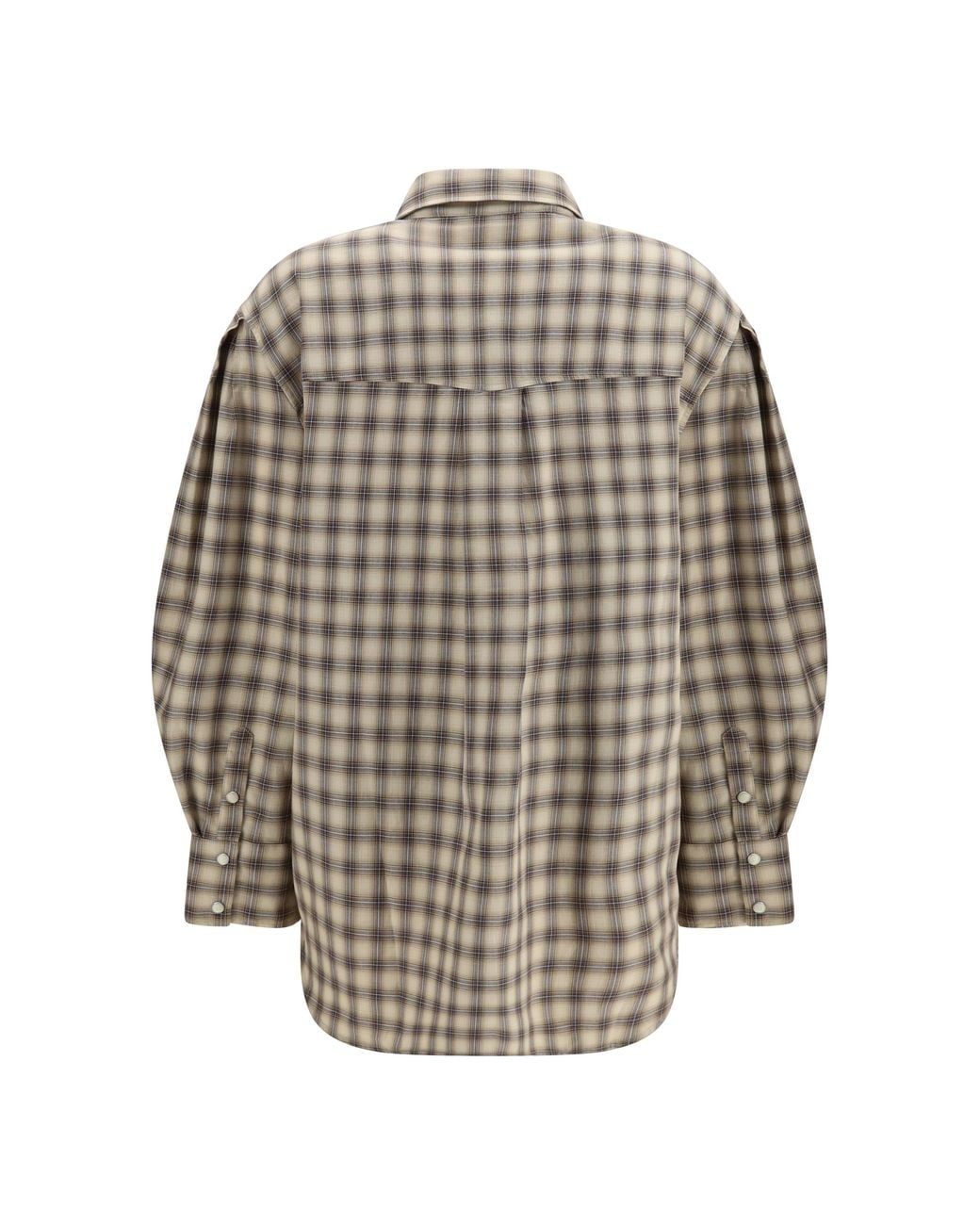 Ganni Gray Check Fannel Shirt Cotton
