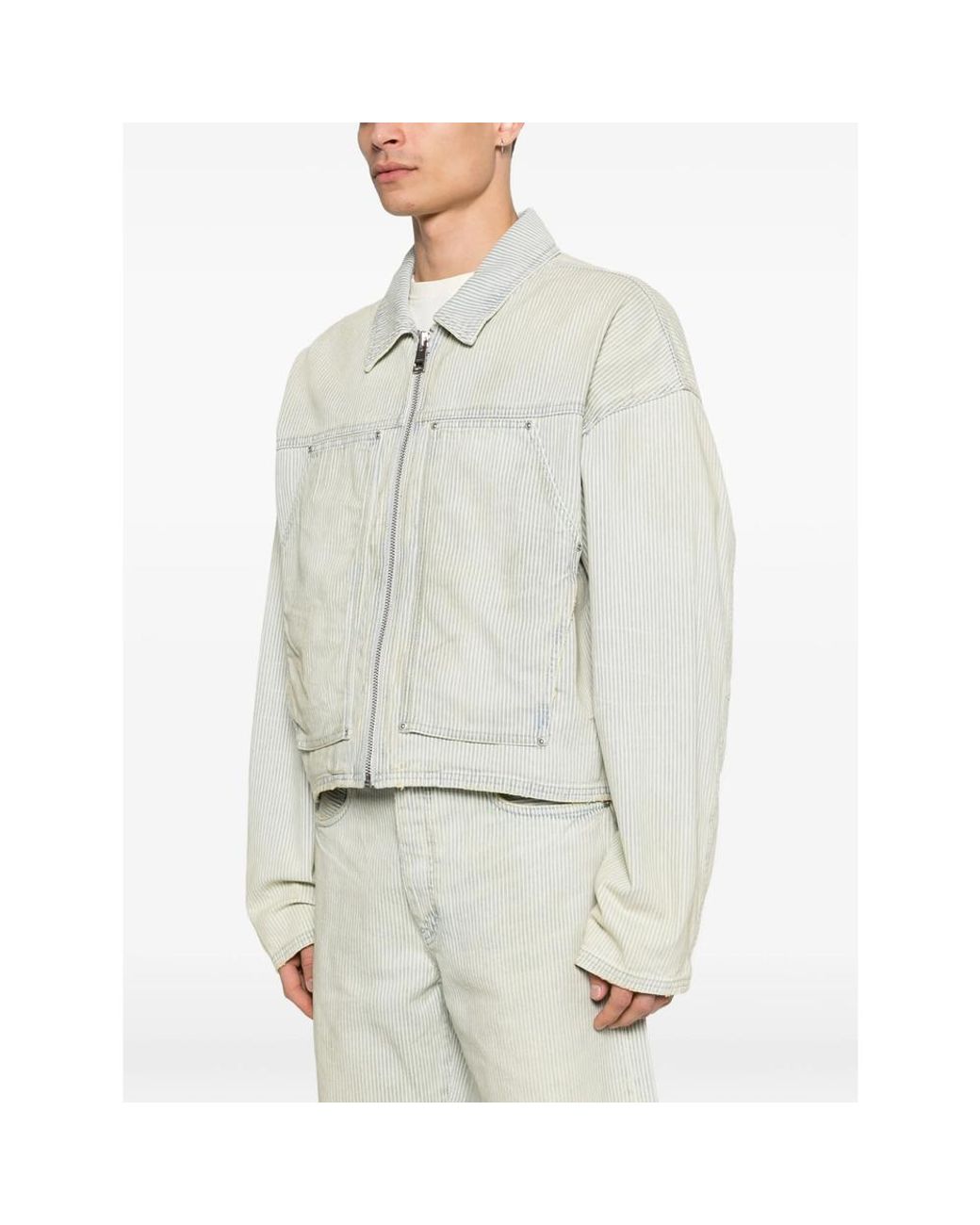 Purple Brand White Striped Zip Jacket for men
