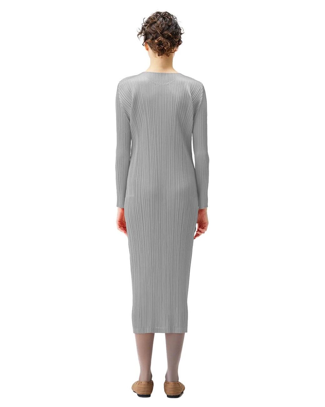 Issey Miyake Gray Pleats Please Dress L