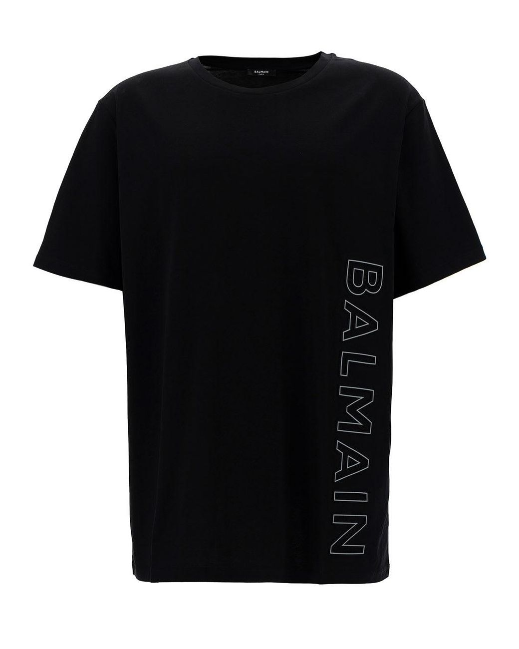 Balmain All Over Flock Logo Monogram Print Black T-shirt - T