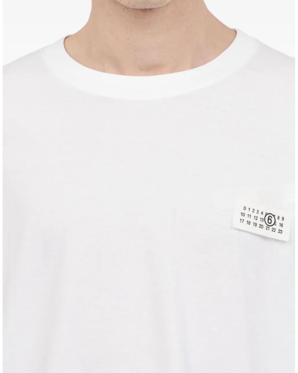 Maison Margiela White Mm6 Numbers Logo T-Shirt for men