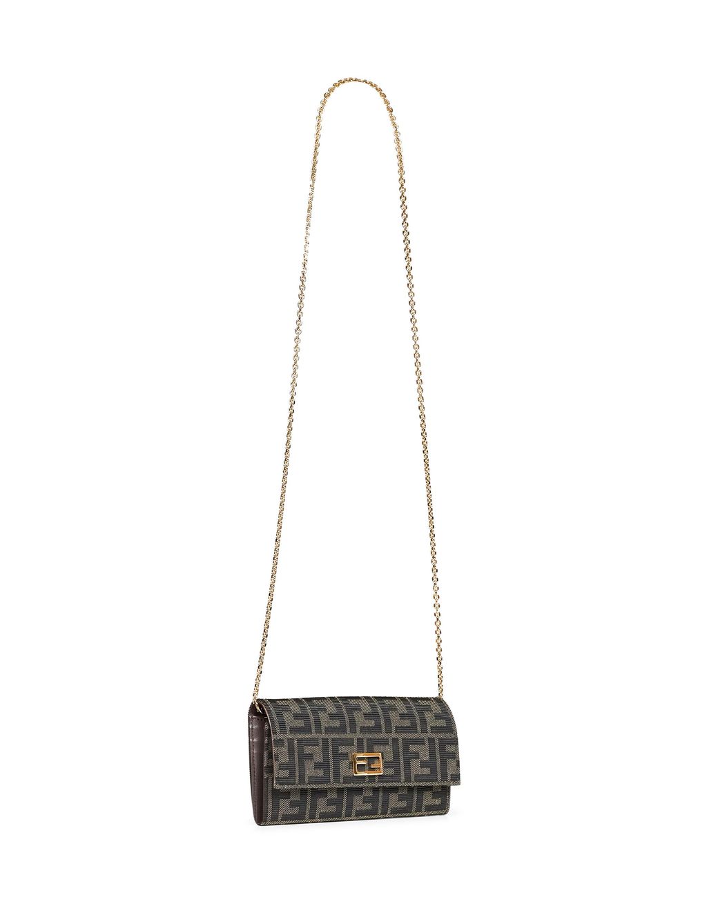 Fendi White Tobacco Continental With Chain Tube Wallet On Chain