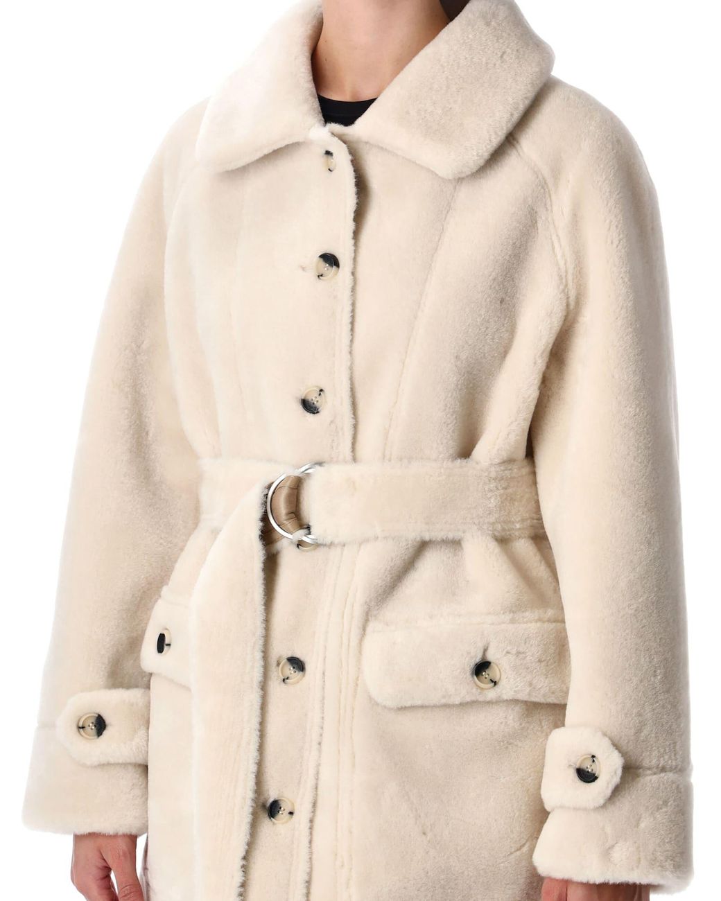 Urbancode Natural Reversible Faux Fur Belted Coat With Suede Interior