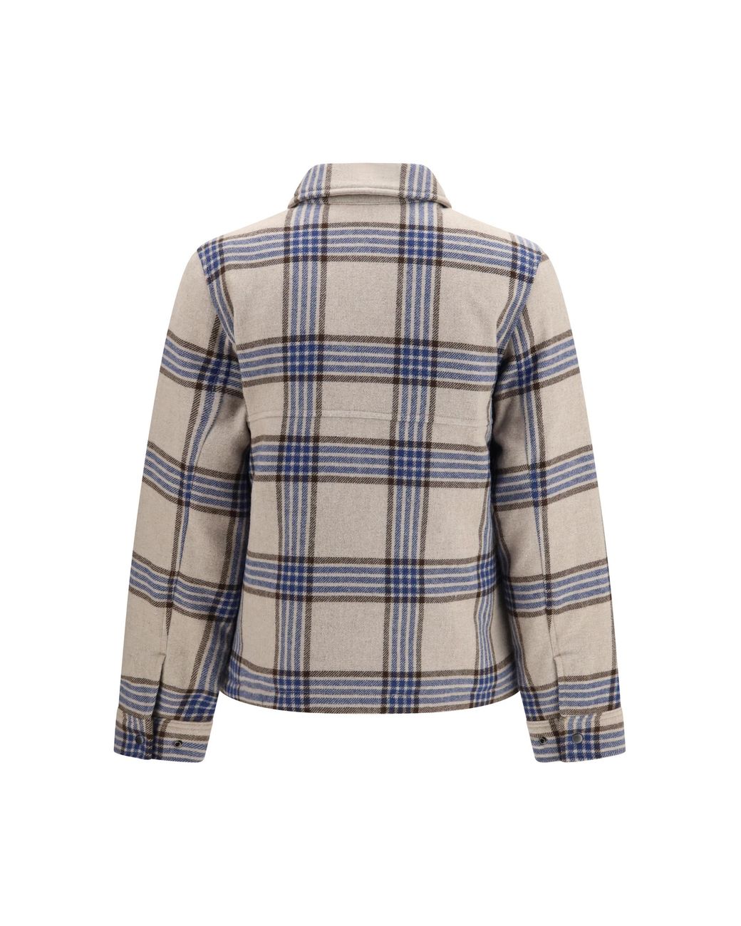 Woolrich White Alaskan Checked Wool Blend Overshirt Jacket