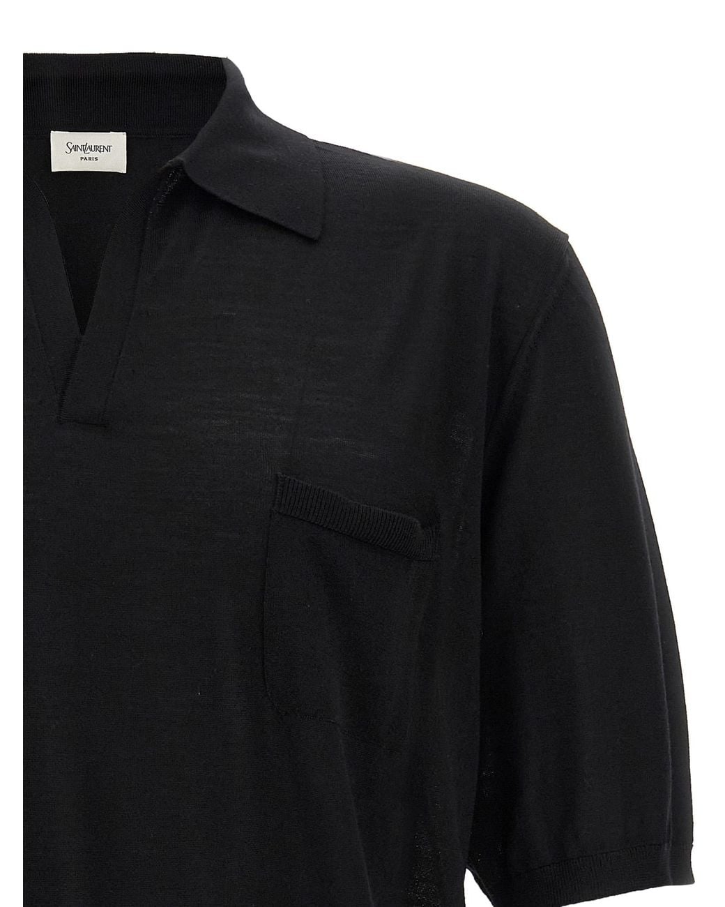 Saint Laurent Black Wool Polo Shirt for men