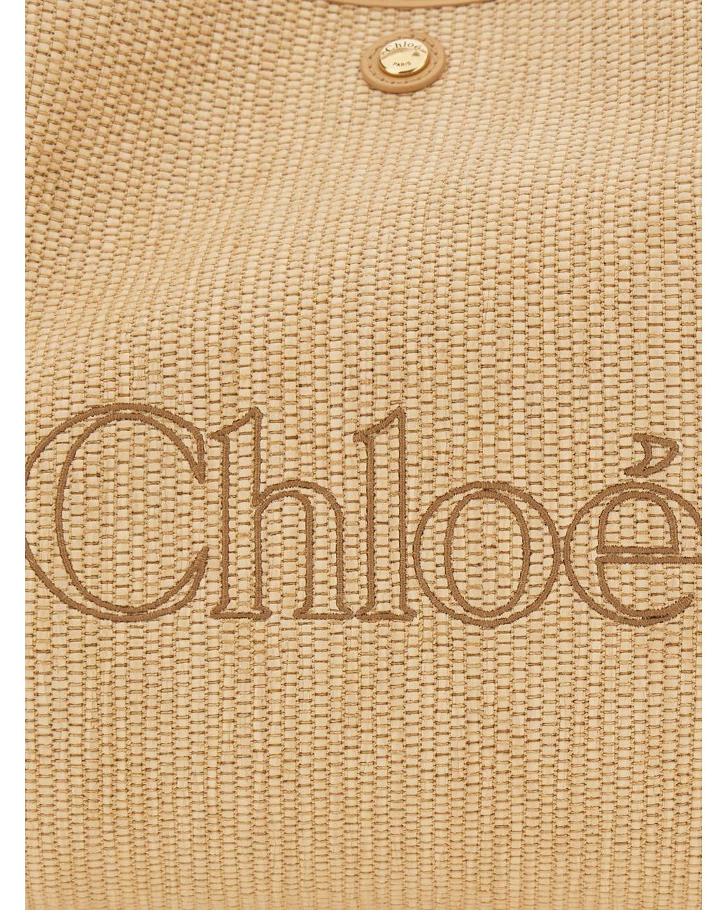Chloé Natural Tote Bag Clover Fabric (Raffia Effect)