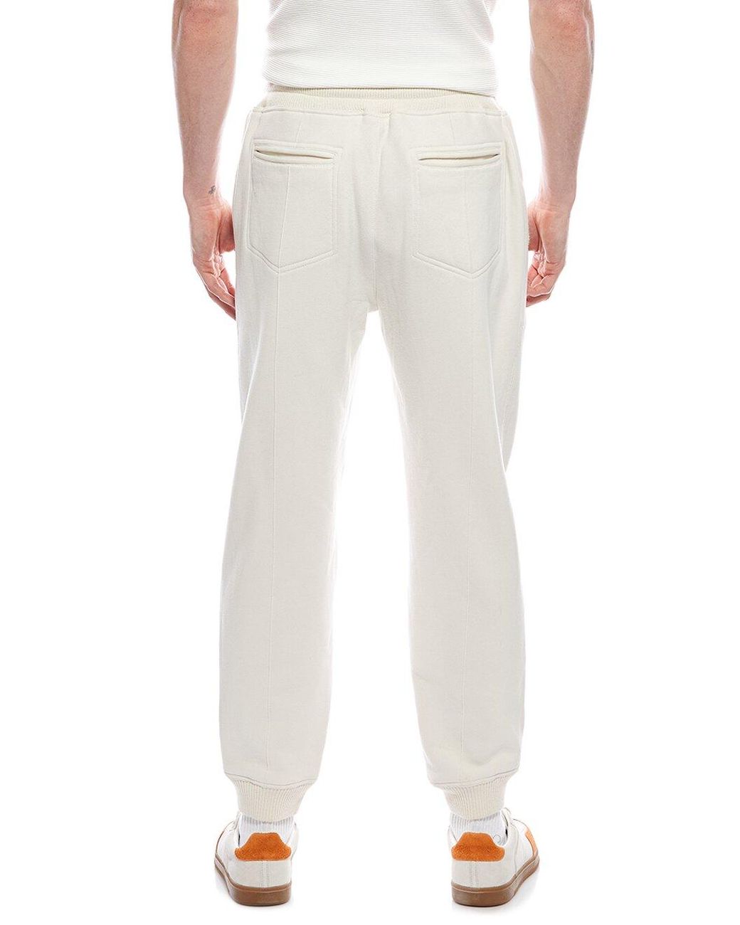 Brunello Cucinelli White Cream Cotton Jogger Trousers for men