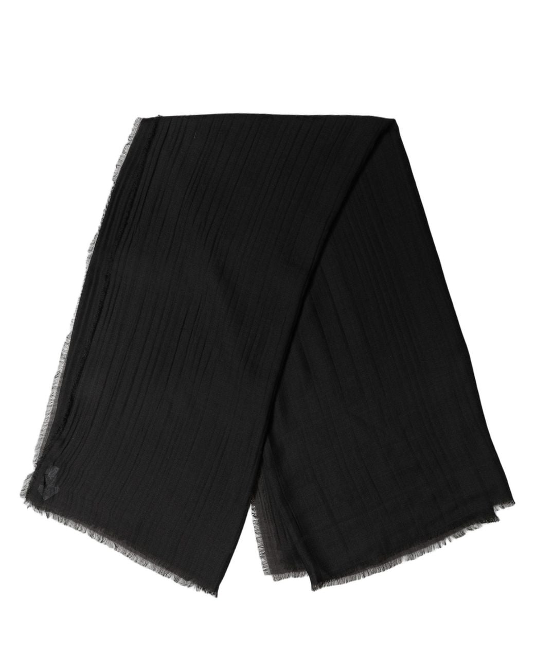 Dolce & Gabbana Black Silk Wool Fringed Lace Stole Scarf Cashmere for men