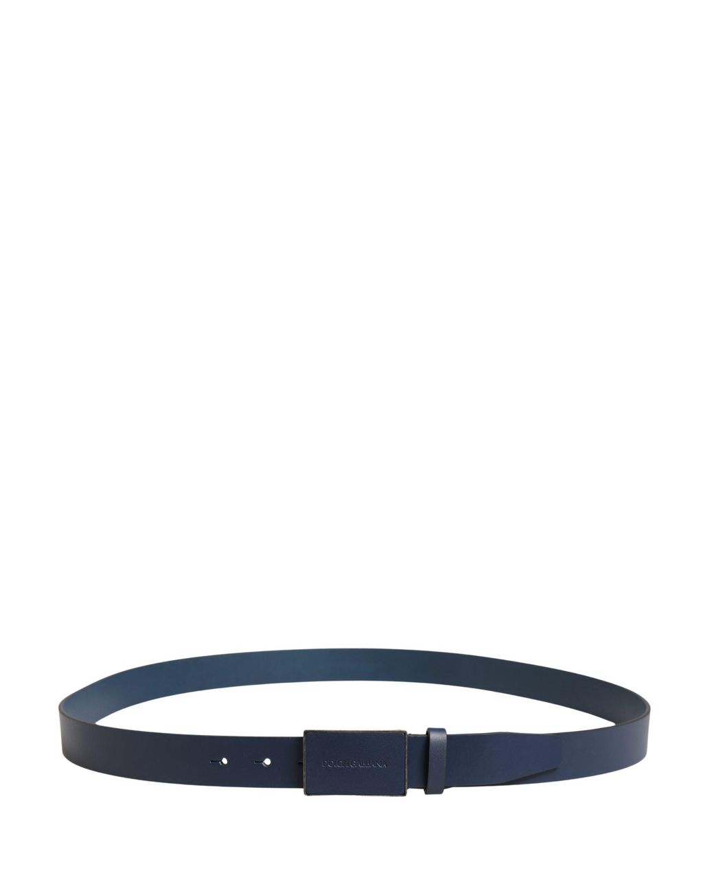 Dolce & Gabbana Blue Calf Leather Logo Metal Buckle Belt for men
