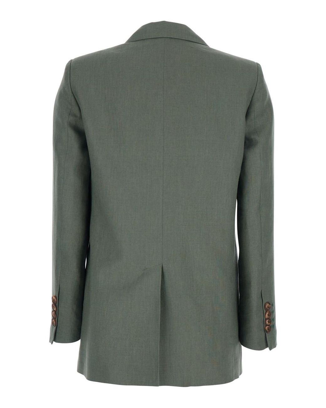 Le Plain Green Double-Breasted Jacket With Peak Revers