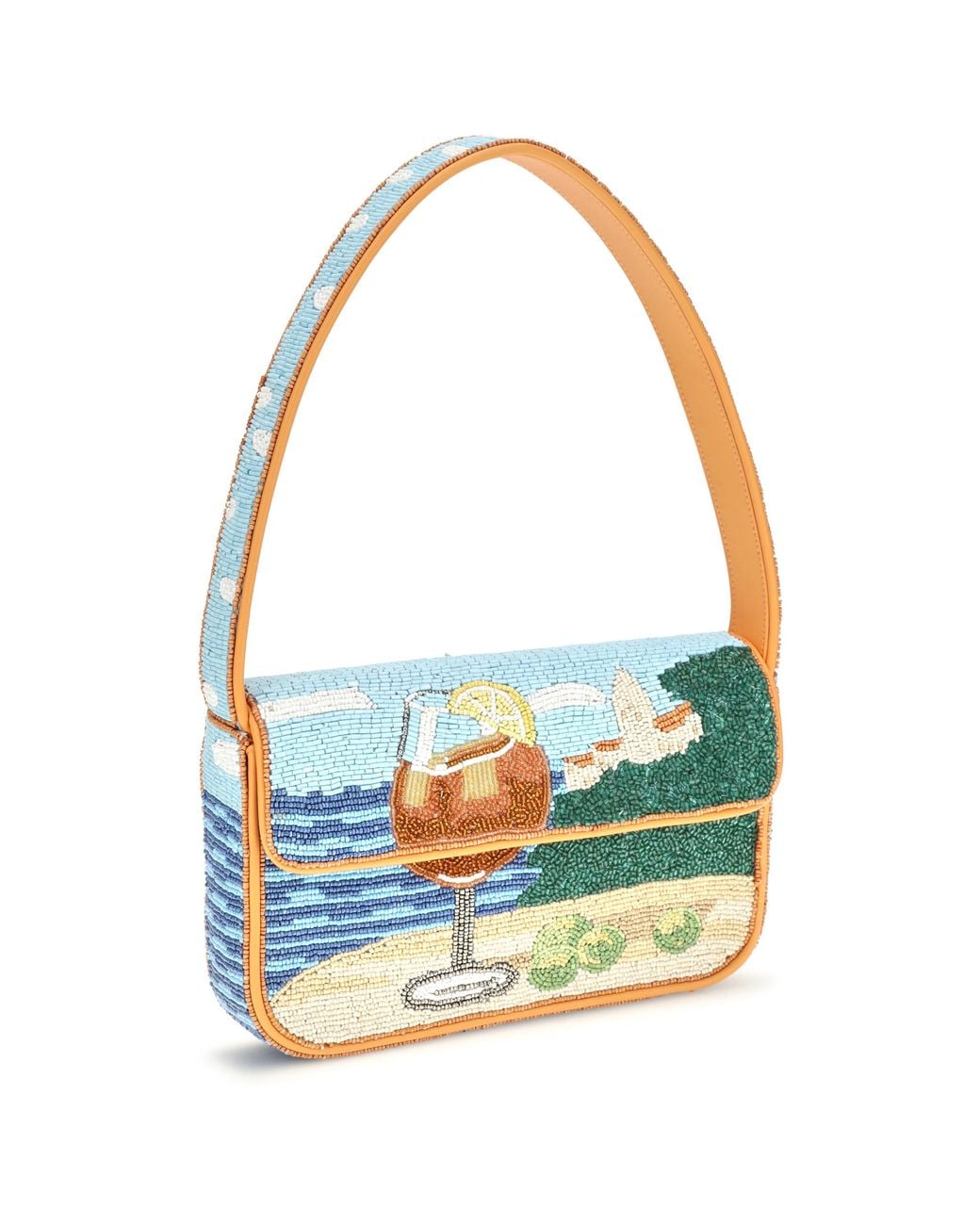 Staud Blue Multicolor Rayon Shoulder Bag