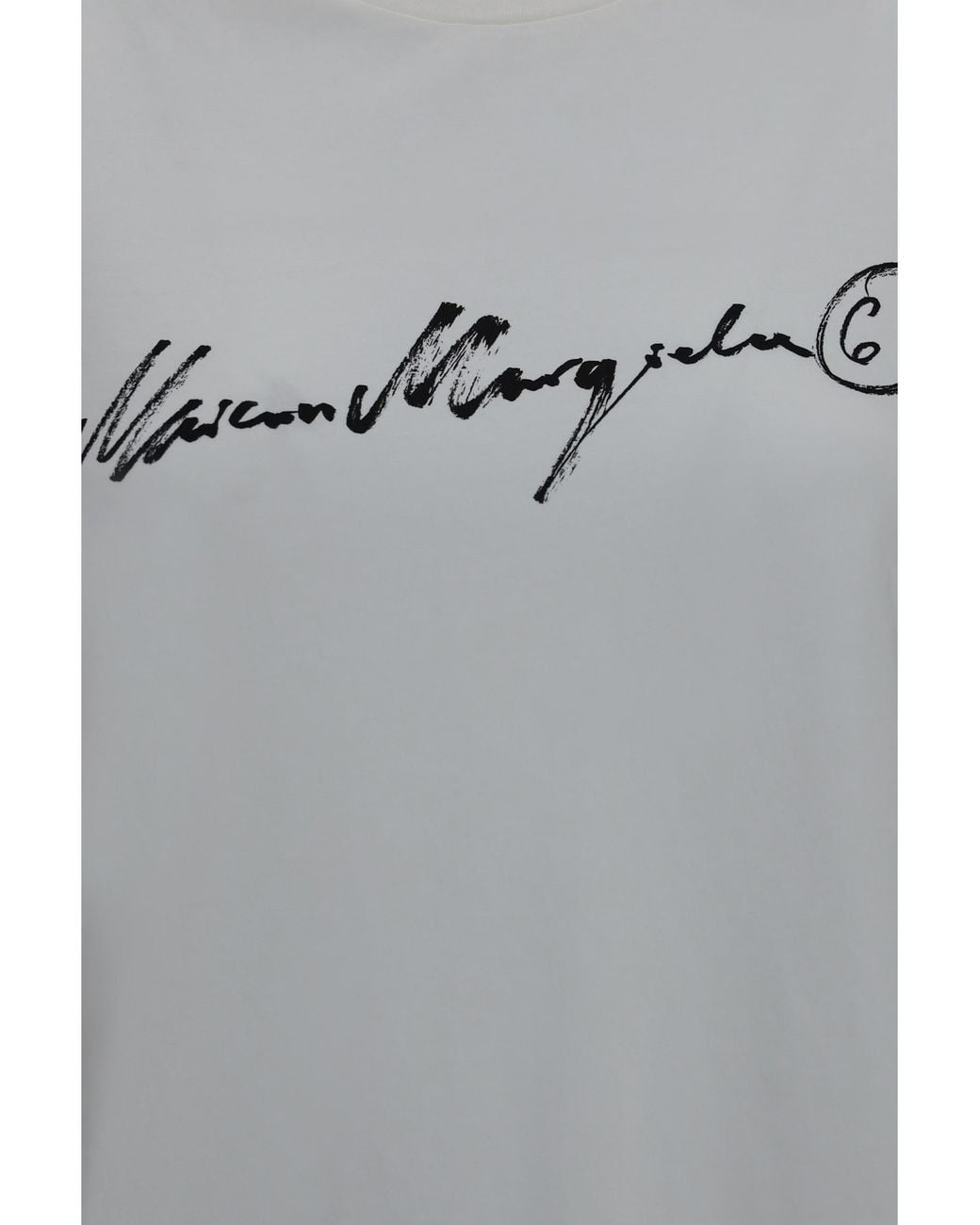 MM6 by Maison Margiela Gray Central-Print T-Shirt Cotton T-Shirts