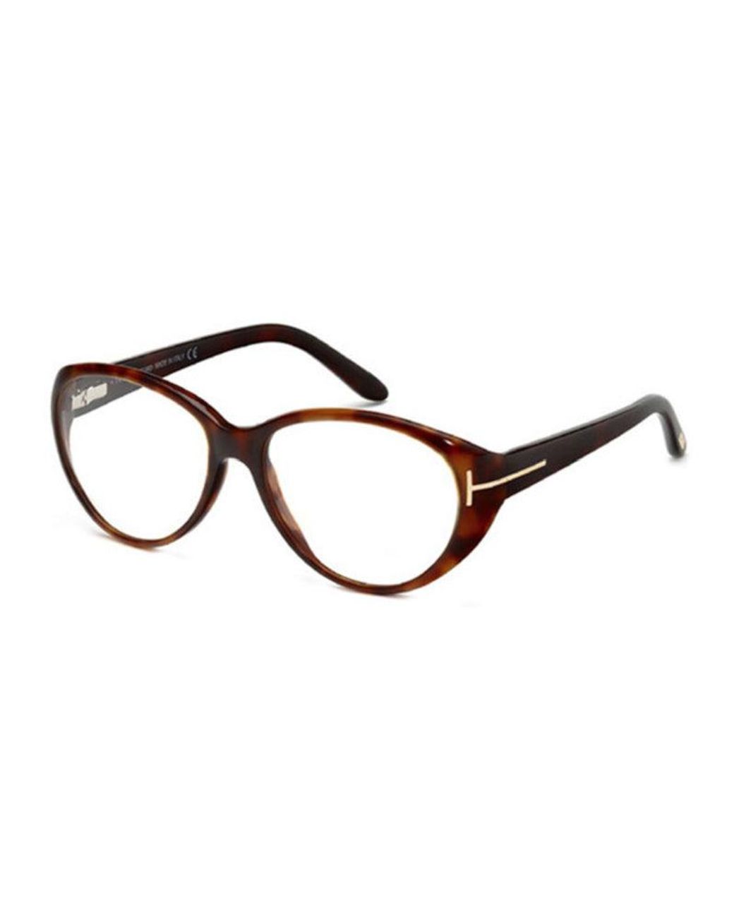 Tom Ford Brown Eyeglasses Oval Full Rim, Dark Havana Frame And Clear Demo Lenses Lens Ft5245052 Sunglasses