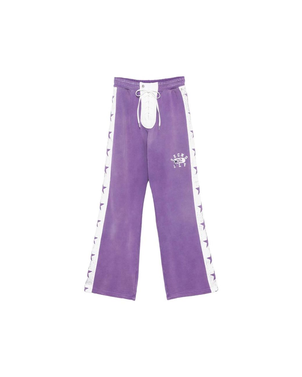 Secnd Slf Purple Lace-Up Star-Print Track Pants for men