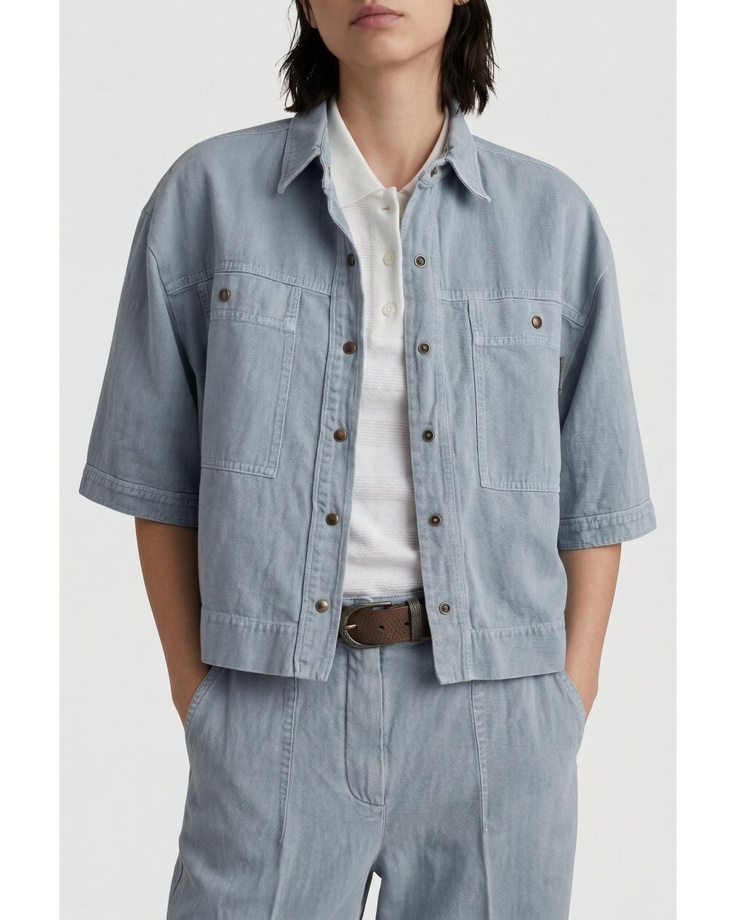 Brunello Cucinelli Gray Light Linen Blend Shirt