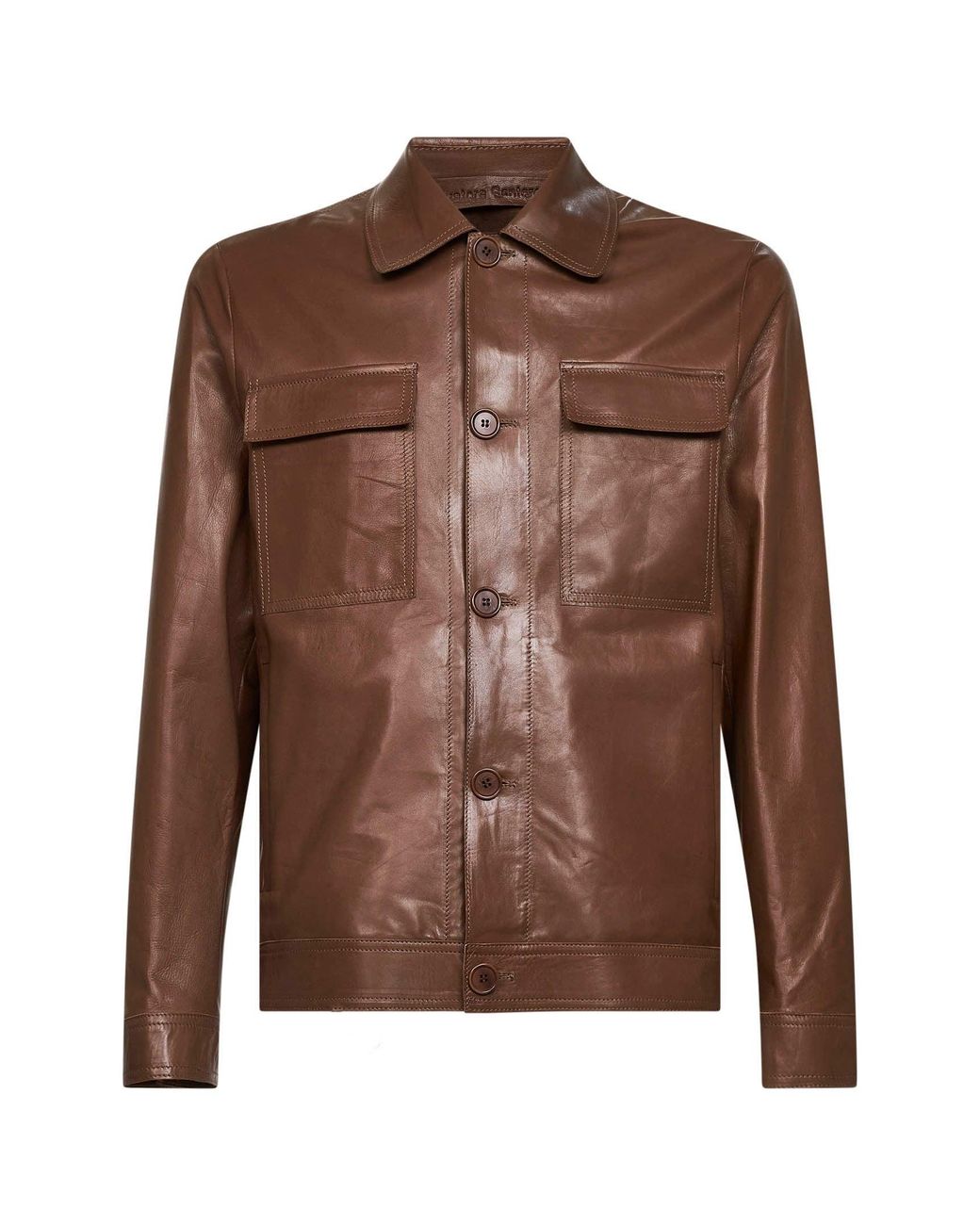 Salvatore Santoro Brown Cookie Plongé Leather Jacket for men