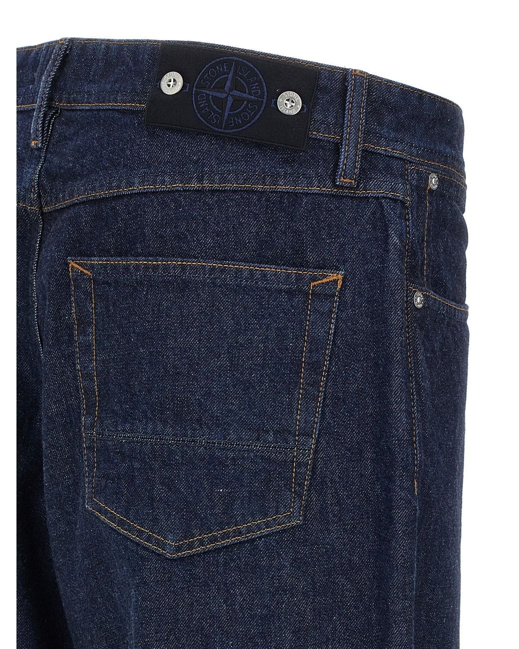 Stone Island Blue Wide-Leg Denim Jeans