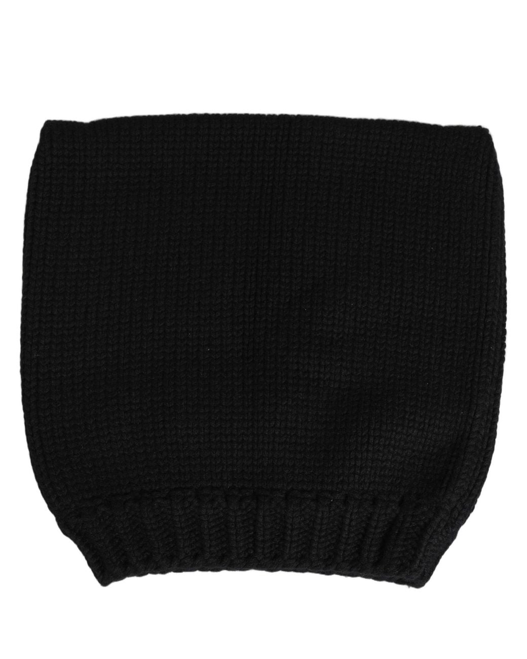Dolce & Gabbana Black Cashmere Knitted Ribbed Cuff Beanie Hat for men