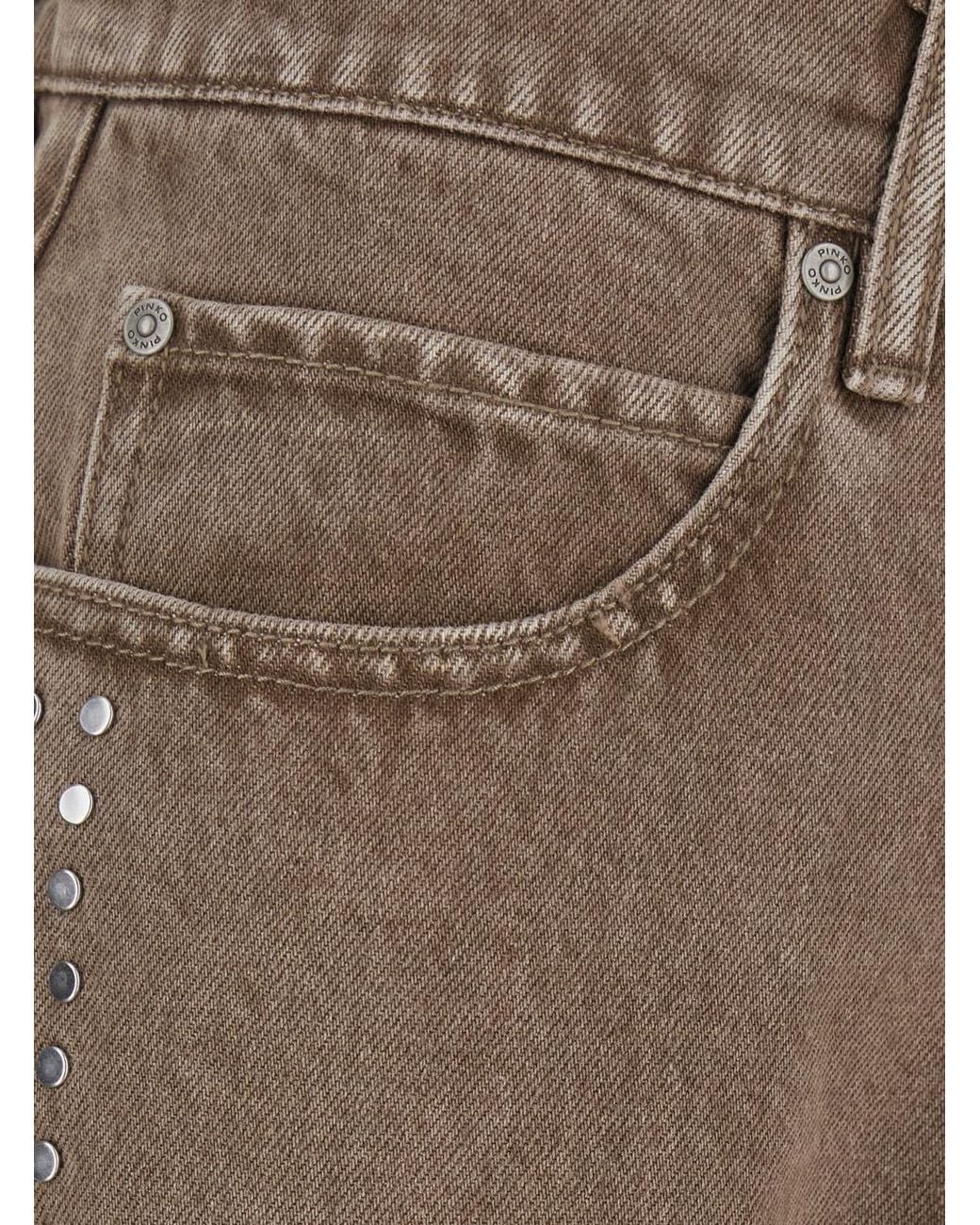 Pinko Brown Pinko Wide-Leg High-Waisted Jeans