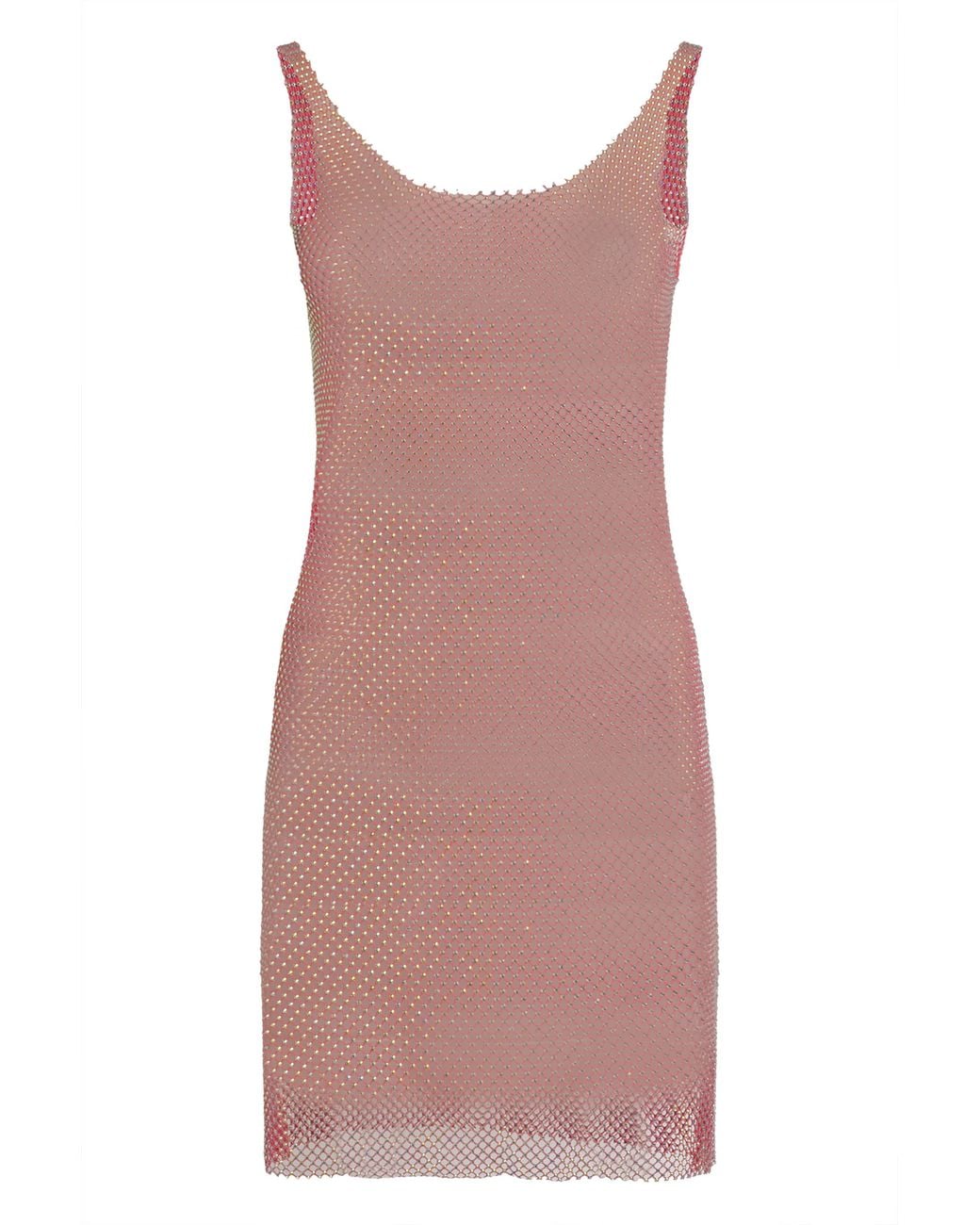 Santa Brands Pink Knitted Mesh Dress With Rhinestones Polyester